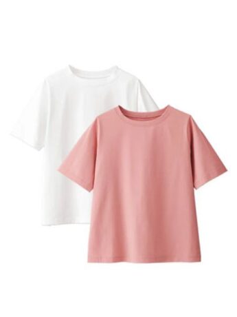汚れにくい＆色あせにくいTシャツ2枚セット（ホワイト・ペールピンク）