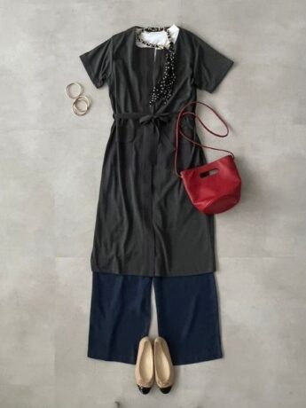 【最高気温30℃】ワンピース×ワイドデニムの重ためレイヤードが今っぽい